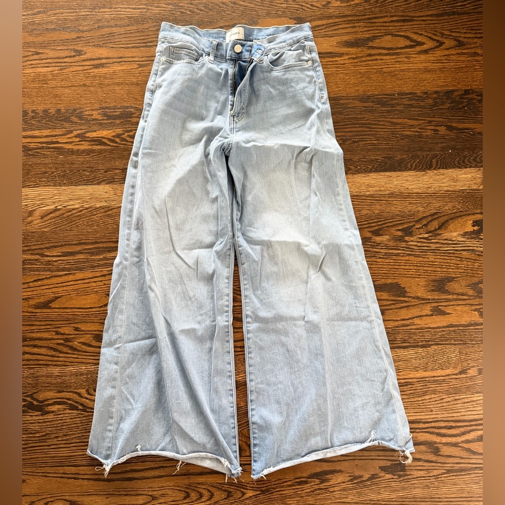Frame Denim Le Palazzo Crop Light Wash Flare Jeans 31